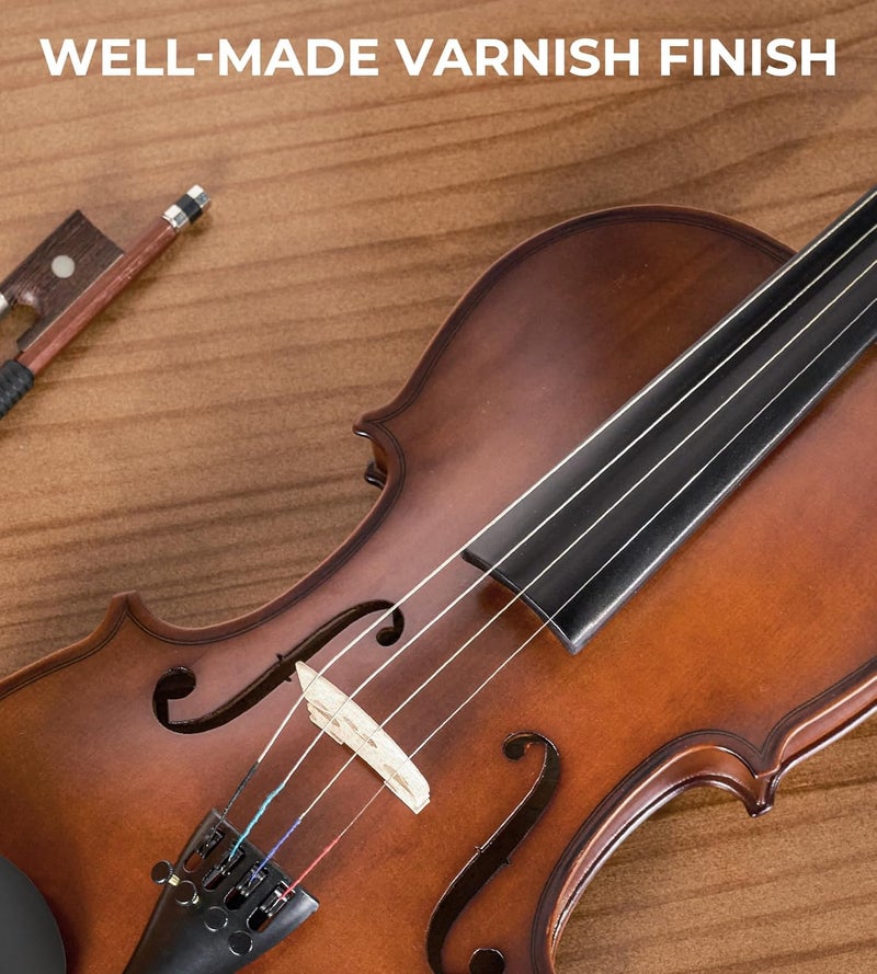 Vangoa 1/4 Kids Violin Set for Beginner Children Student Quarter Size Acoustic Violin Starter Kit with Case, Rosin, Bow, Strings, Mute, Fingerboard Stickers, Natural - Image 5